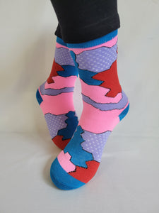 Random Pattern w/Dots Crew Sock (Blue)