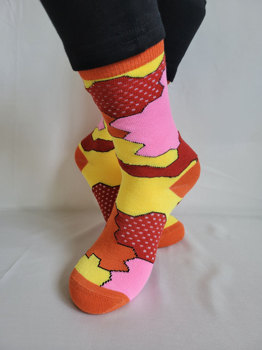 Random Pattern w/Dots Crew Sock (Orange) – SWEETFEETAPPAREL