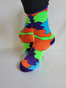 Random Pattern w/Dots Crew Sock (Purple)