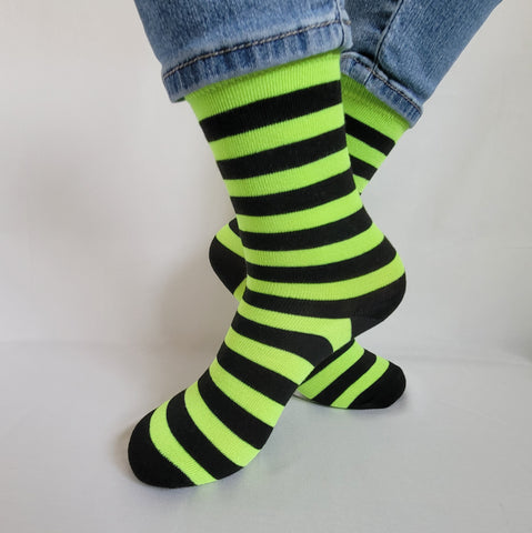 Stripe Design Crew Sock (Green)