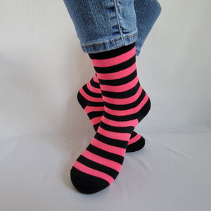 Stripe Design Crew Sock (Pink)