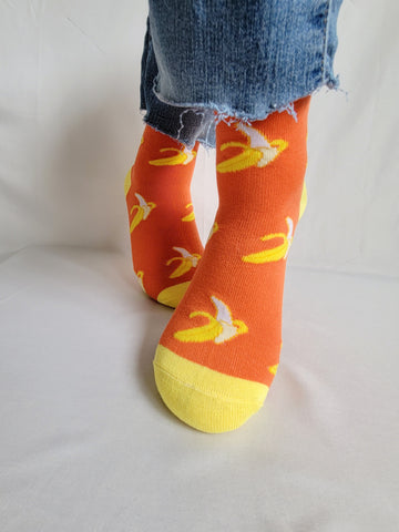 Banans Fruit Design Crew Sock (ORANGE)