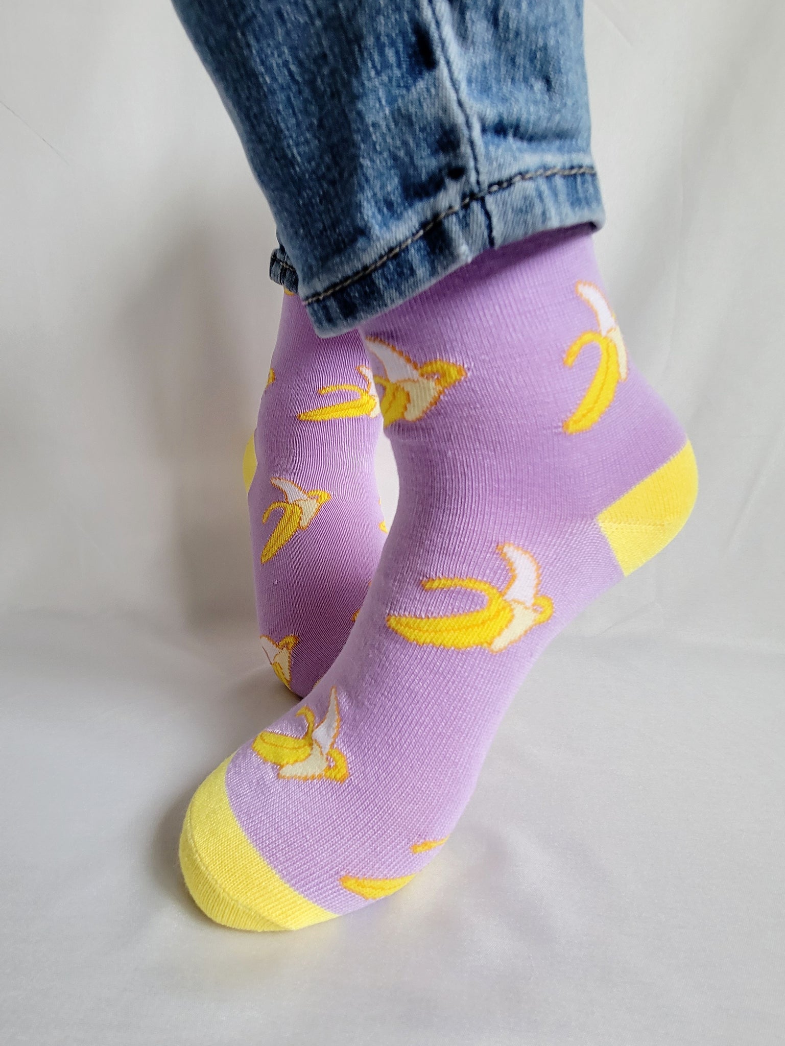 Banans Fruit Design Crew Sock (LILAC)