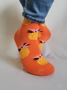 Pineapples Fruit Design Crew Sock (Orange)