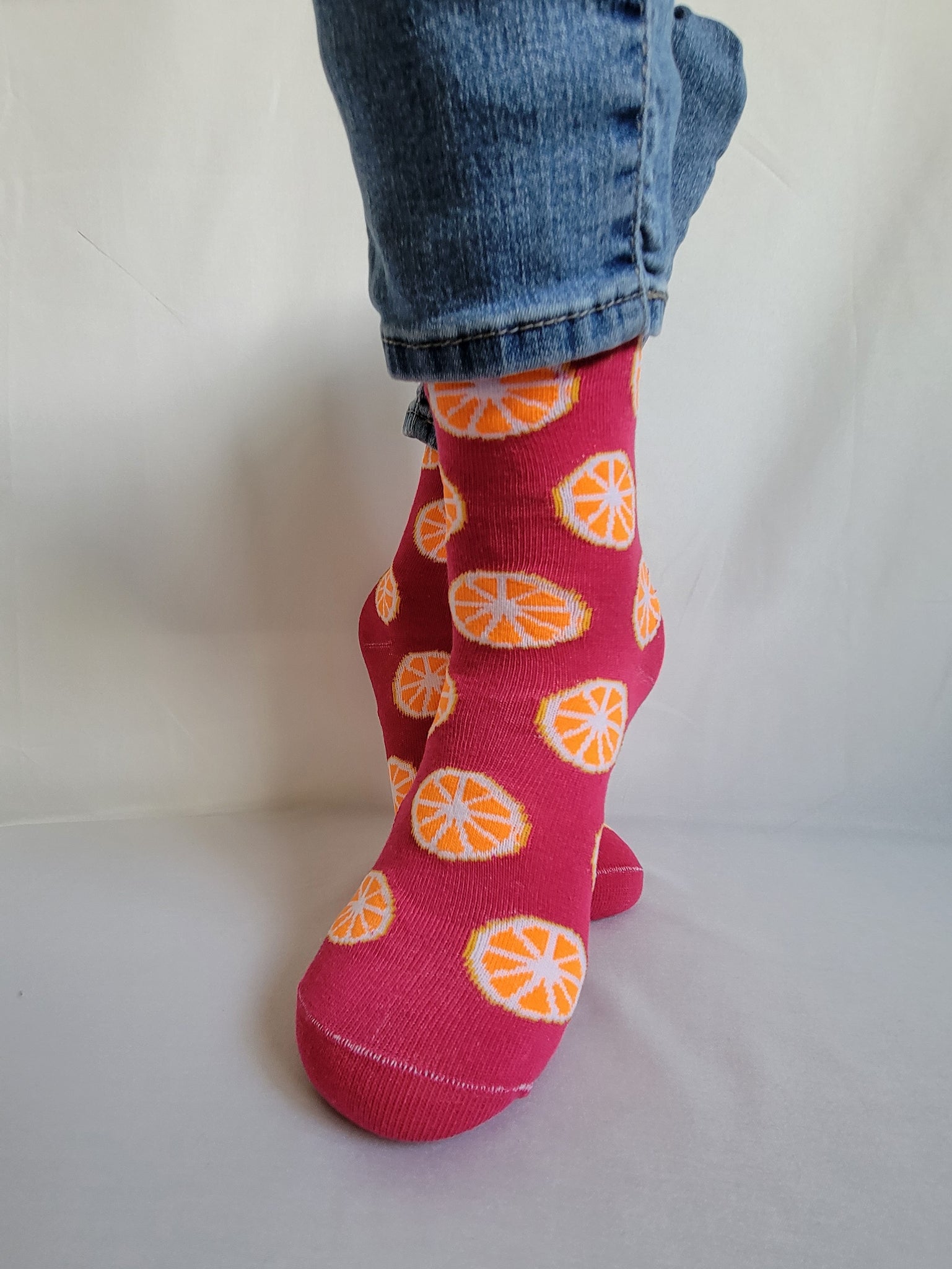 Oranges Fruit Design Crew Sock (Rose)