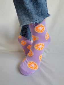 Oranges Fruit Design Crew Sock (Lilac)