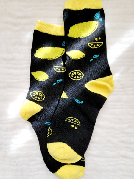 Lemon Fruit Design Crew Sock