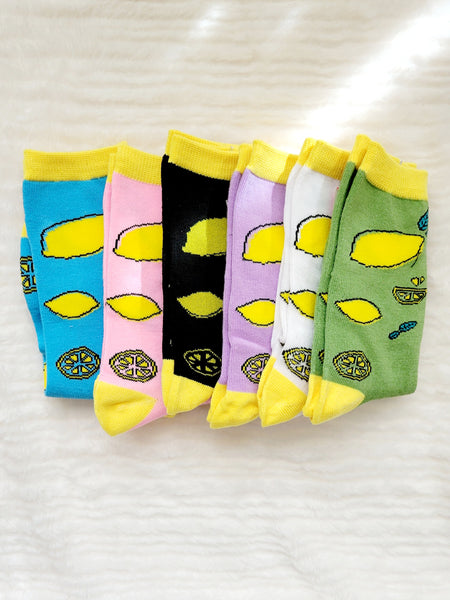 Lemon Fruit Design Crew Sock