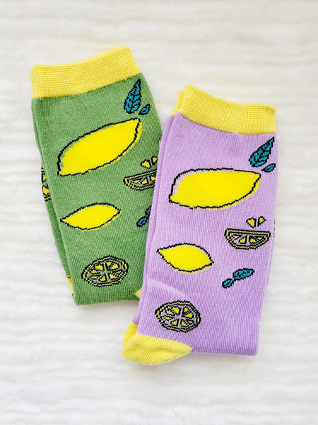 Lemon Fruit Design Crew Sock