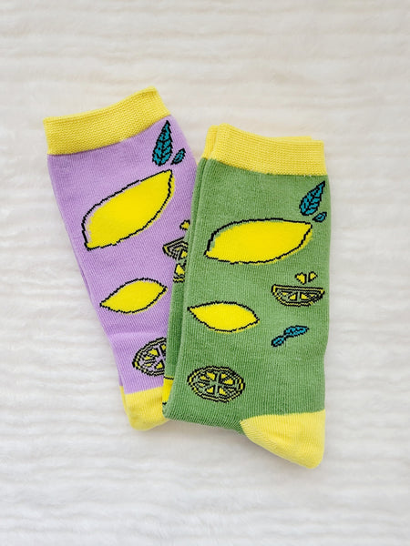 Lemon Fruit Design Crew Sock